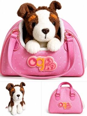 Plush Puppy in Pink Carry Bag - Kids Toys Dolls & Accessories